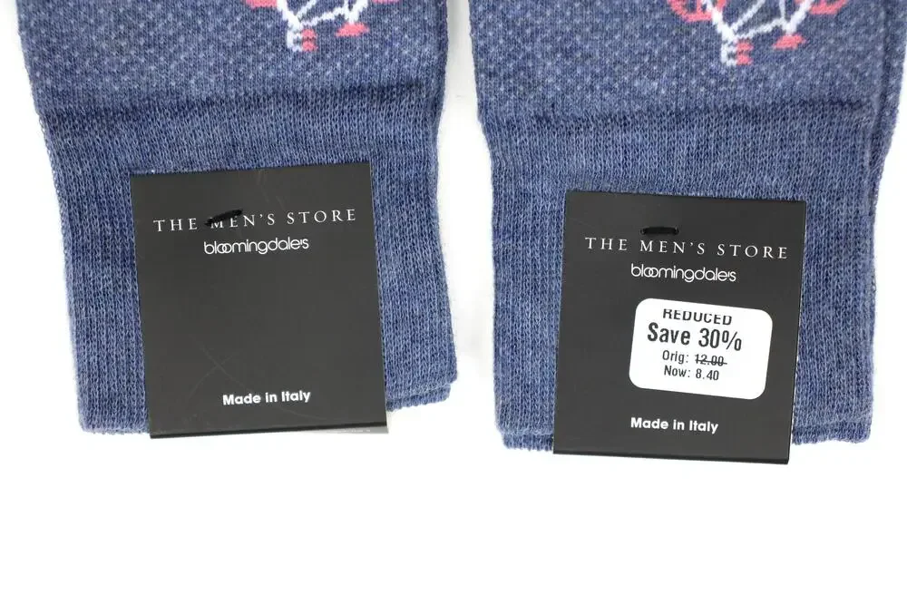 The Men's Store Socks Mens 10-13 Denim Bicycle Novelty Dress Mid Calf 2 Pair